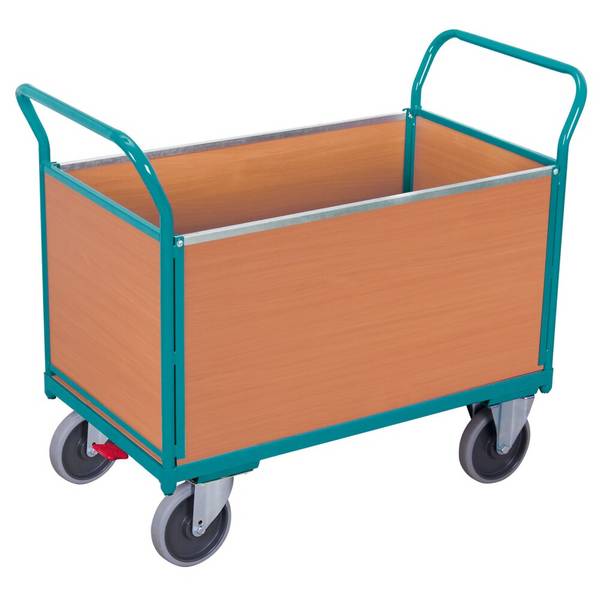 Plattformwagen Ameise®, 4-seitig mit Holzwänden, Ladefläche BxT 652 x