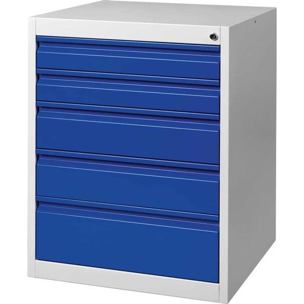 Schubladenschrank BK 600 H800xB600xT600mm grau/blau 5 Schubl.Einfachauszug