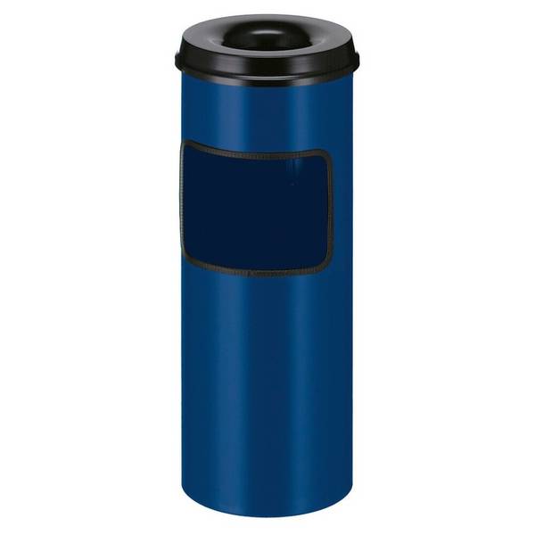 Ascher-Abfall-Kombination aus Stahl, mit Löscher, rund, 30 Liter, blau