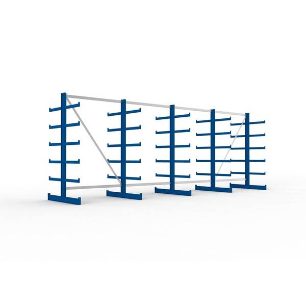 Kragarmregal ATLAS ST B5400xT2x500xH2000 mm doppelseitig RAL 5010 2x5 Arme Traglast 200kg
