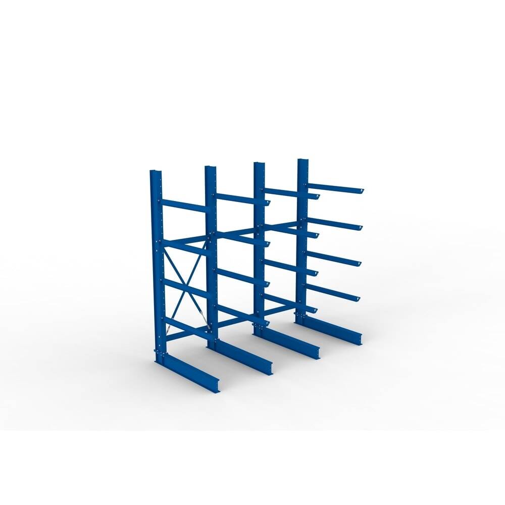 Kragarmregal H 3 Felder B3090xT1250xH3000 mm einseitig RAL 5010 5 Ebenen Traglast 1600kg - Artikel: 7830426247-1
