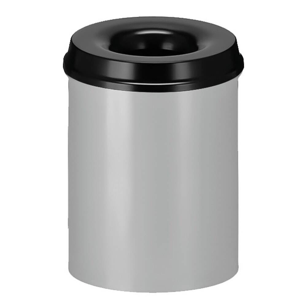 Sicherheitspapierkorb, selbstlöschend, Stahl, 15 Liter, aluminiumgrau,-0