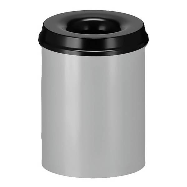 Sicherheitspapierkorb, selbstlöschend, Stahl, 15 Liter, aluminiumgrau,