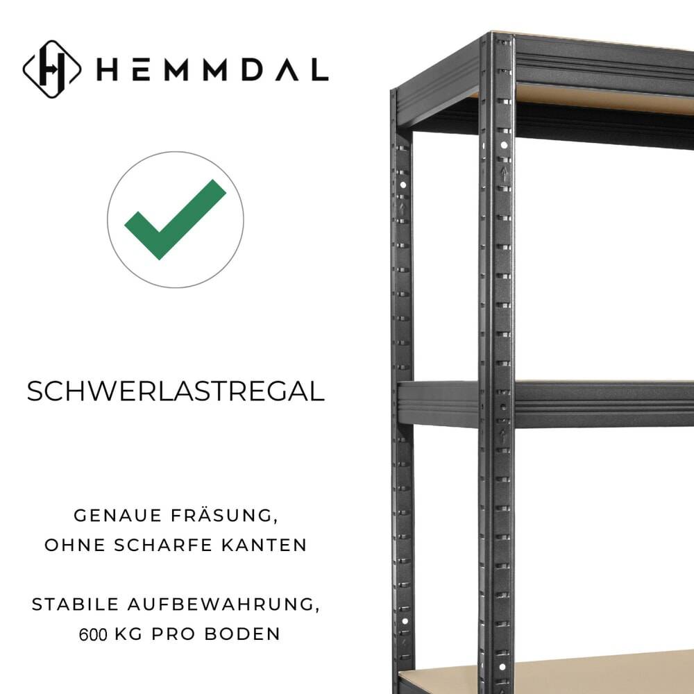HEMMDAL Weitspannregal, Fachlast 600 kg, graphitgrau-3