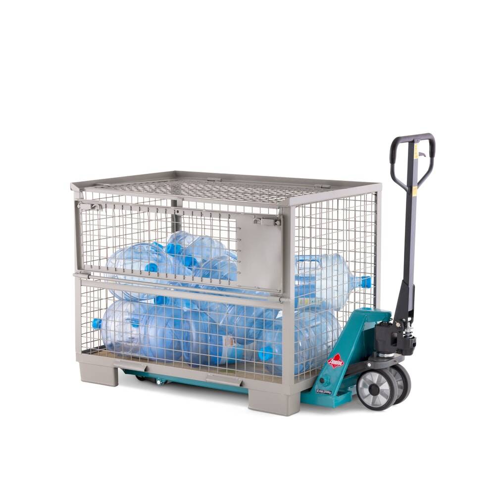 HEMMDAL Euro-Gitterbox mit halb abklappbarer Längswand und Deckel-4