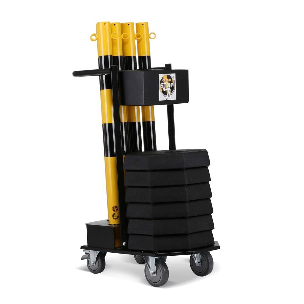 Sperrpfostenset STA schwarz/gelb m.Wagen D60xH1000mm 6 Pfosten u.Kette à 25m-1