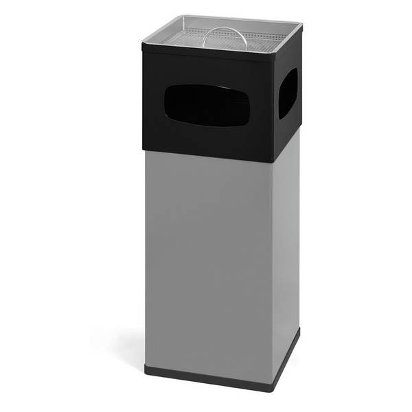 Ascher-Abfall-Kombination aus Aluminium, quadratisch, 50 Liter, schwar