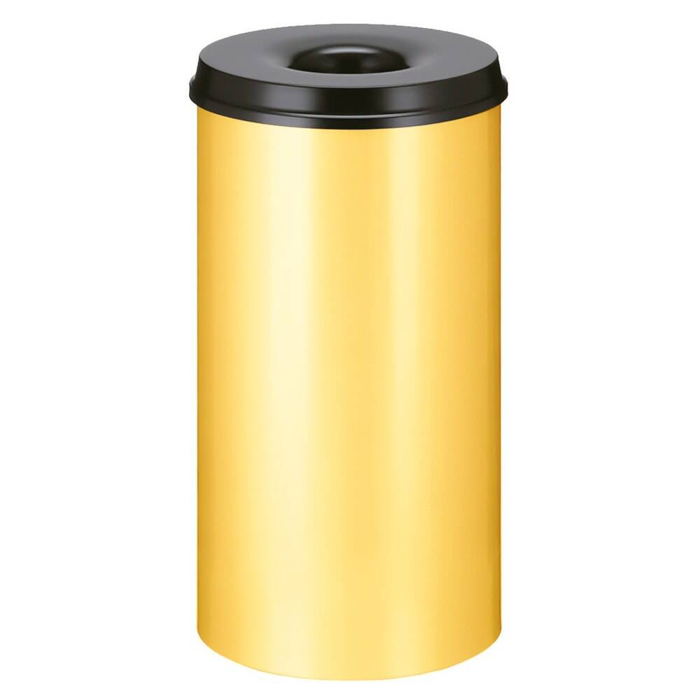 Sicherheitspapierkorb, selbstlöschend, Stahl, 50 Liter, gelb, schwarz-0