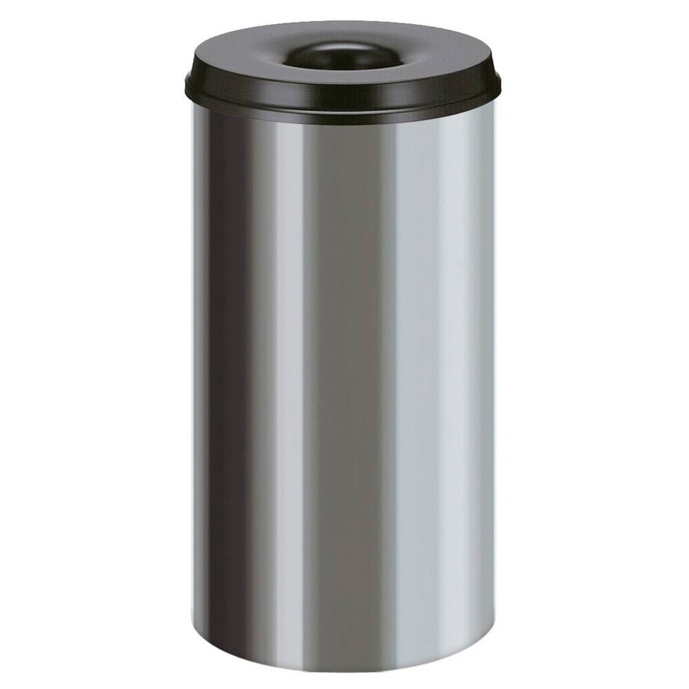 Sicherheitspapierkorb, selbstlöschend, Edelstahl, 50 Liter, schwarz-0