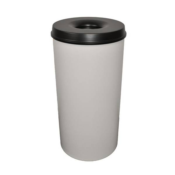 Sicherheitspapierkorb, selbstlöschend, Stahl, 50 Liter, grau, schwarz