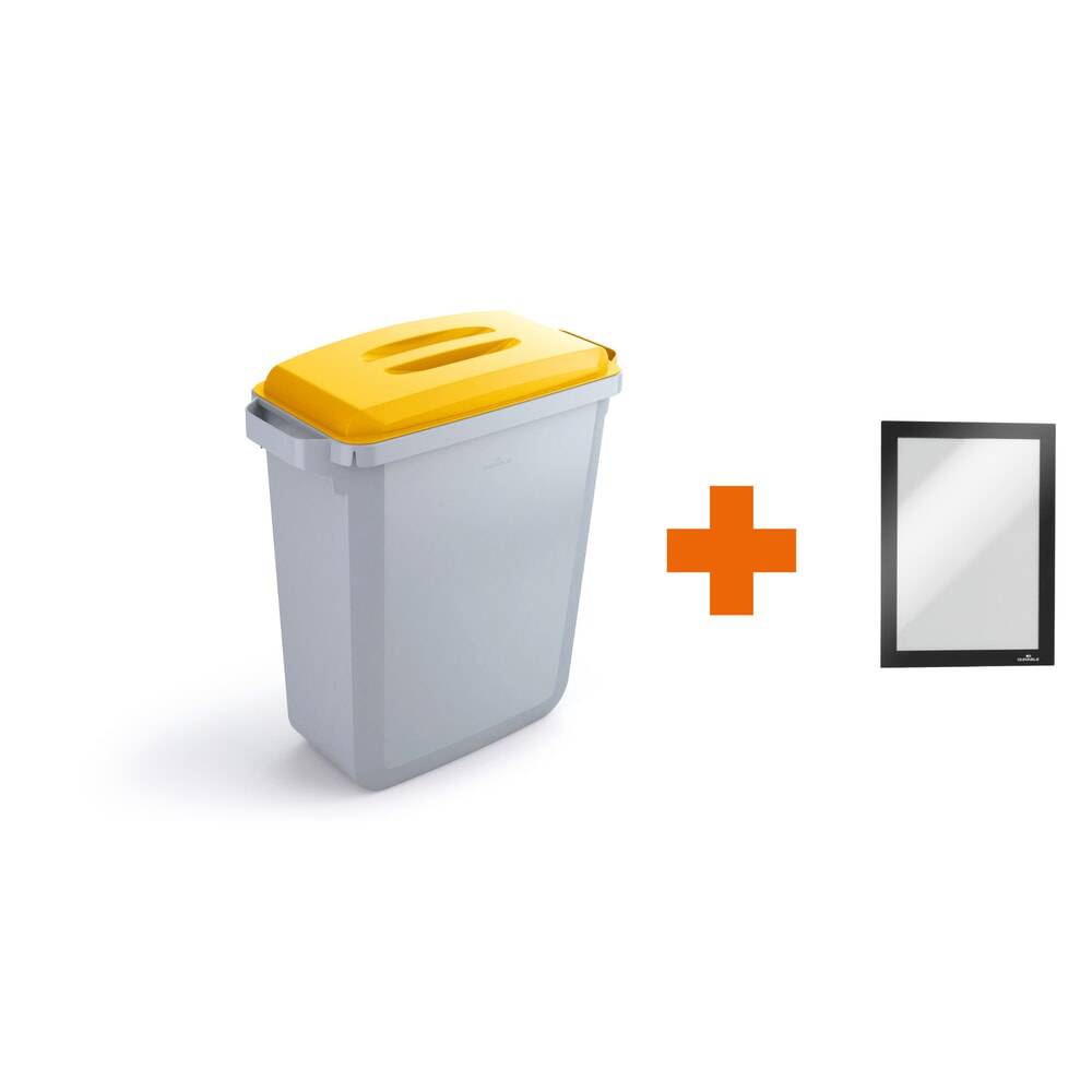 DURABLE Abfallbehälter DURABIN® 60L mit Deckel + Info-Rahmen DURAFRAME-0