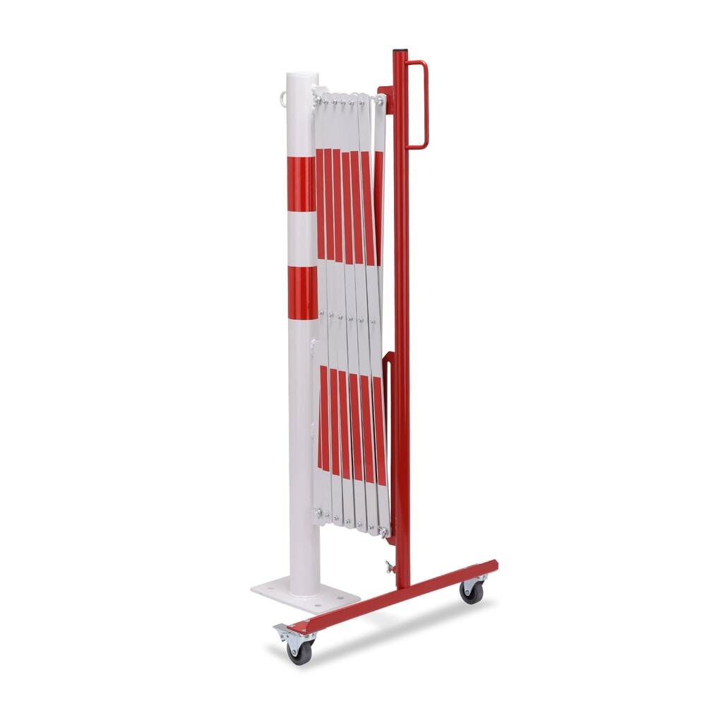 Sperrpfosten L3600xH1000mm m.Scherengitter z.Aufschr.rot/weiß D.60mm-1