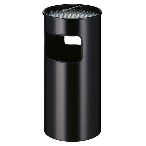 Ascher-Abfall-Kombination, mit Stahl-Inneneimer, rund, 50 Liter, schwa