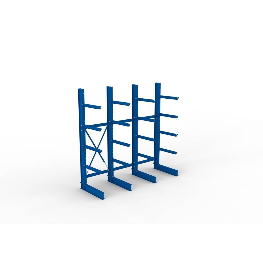 Kragarmregal H 3 Felder B3090xT800xH3000 mm einseitig RAL 5010 5 Ebenen Traglast 2520kg - Artikel: 7830426245-1