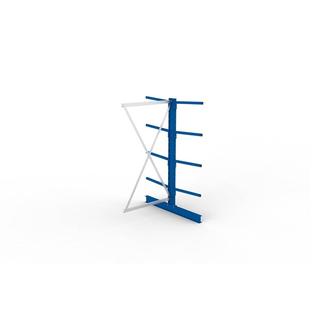 Kragarmregal L Anbaufeld B1000xT2x600xH2000 mm doppelseitig RAL 5010 2x4 Arme Traglast 140kg - Artikel: 7830425758-1