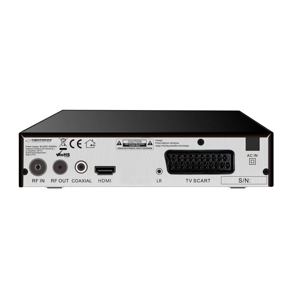 ESPERANZA EV106P - Cable - DVB-T2 - 576i - 576p - 720p - 1080i - 1080p - 43 - 169 - HEVC/H.265 - MPE-1