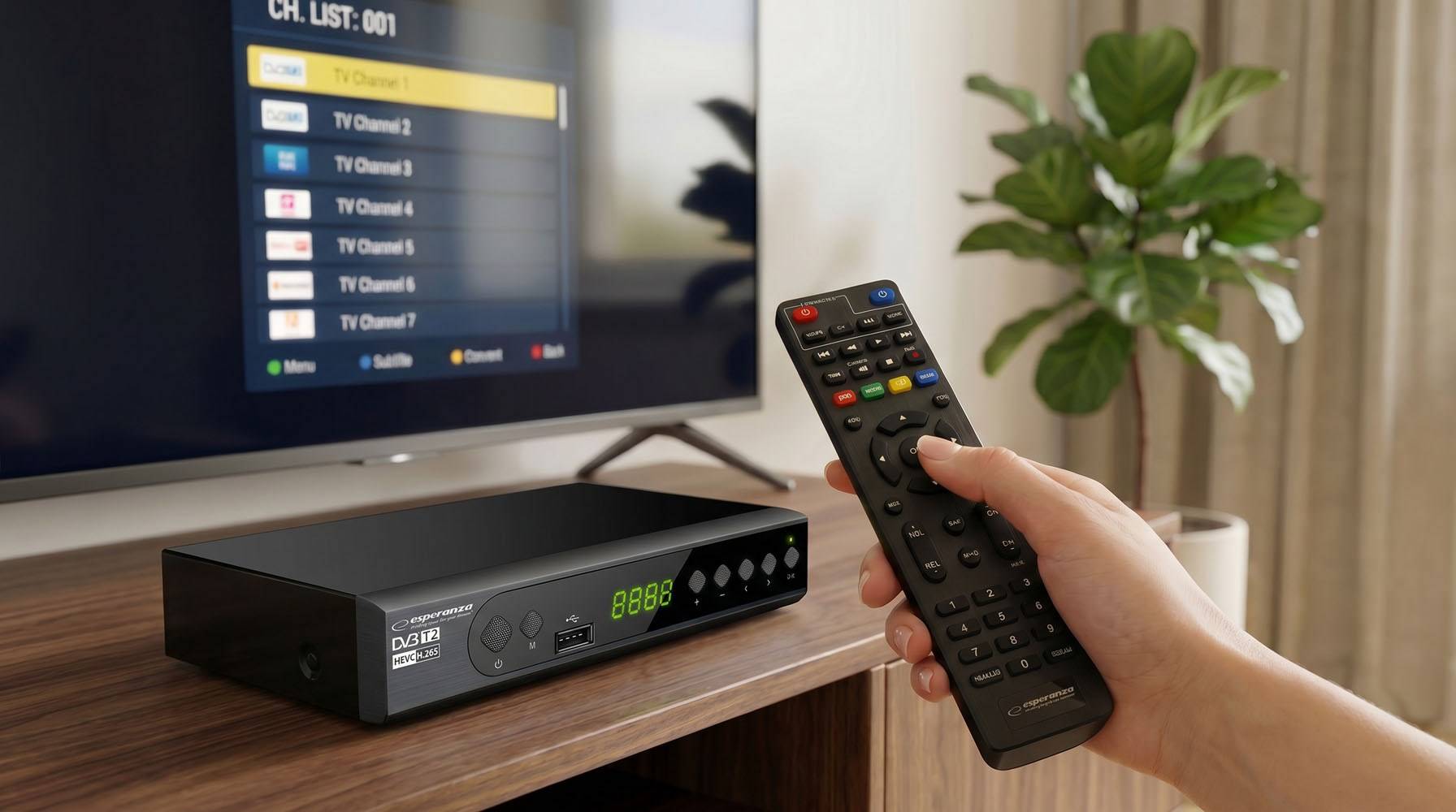ESPERANZA EV106P - Cable - DVB-T2 - 576i - 576p - 720p - 1080i - 1080p - 43 - 169 - HEVC/H.265 - MPE-3