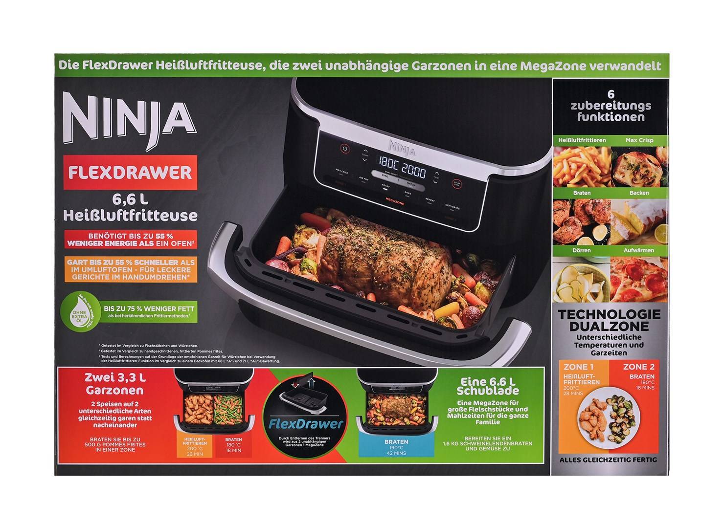 Ninja FlexDrawer Heißluftfritteuse AF550EU AF550EU-1