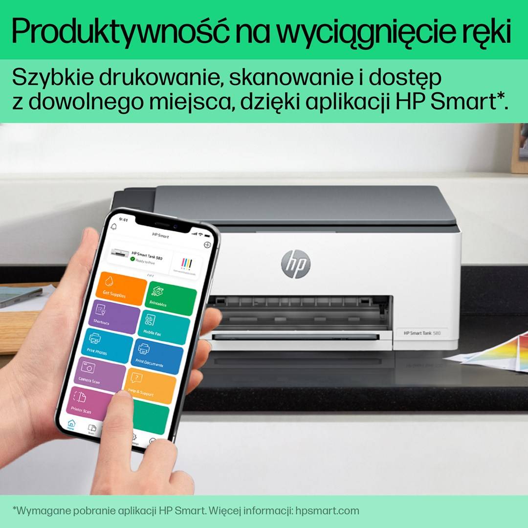 Smart Tank 580 All-in-One Printer, Home and home office, Print, copy, scan, Wire-5