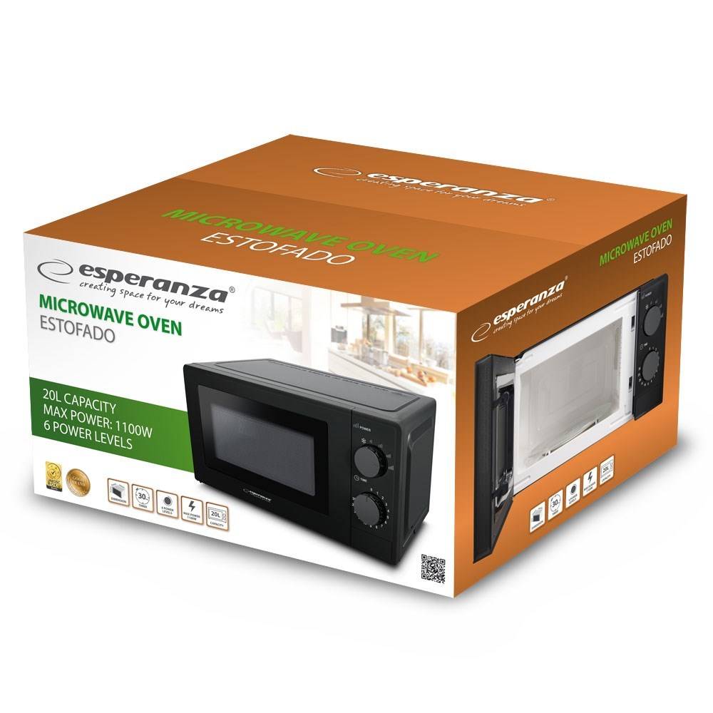 ESPERANZA ESPERANZA MICROWAVE OVEN ESTOFADO BLACK EKO011K-6