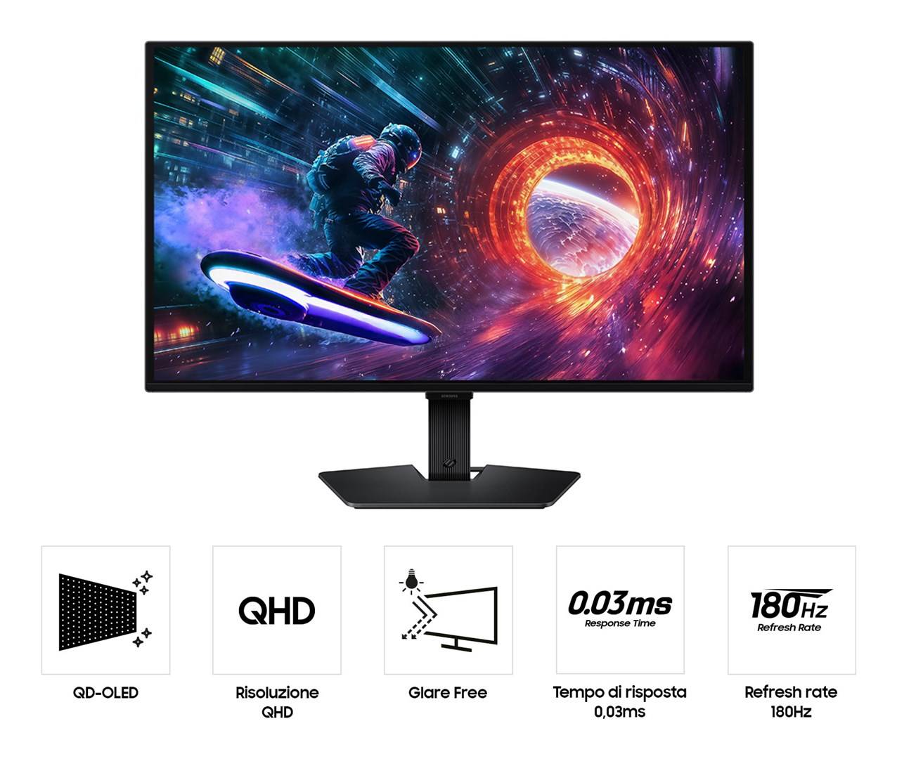 Samsung 27IN OLED Flat 16:9 2560x1440 200 cd/m2 1ms 180hz DP 144hz HDMI DP+ HDR10-3
