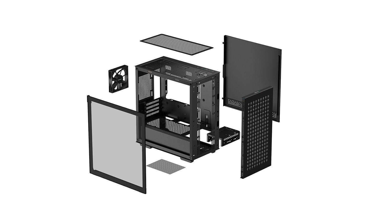 DeepCool CH370, Mini Tower, PC, Schwarz, micro ATX, Mini-ITX, ABS, Stahl, Gehärtetes Glas, Multi-10