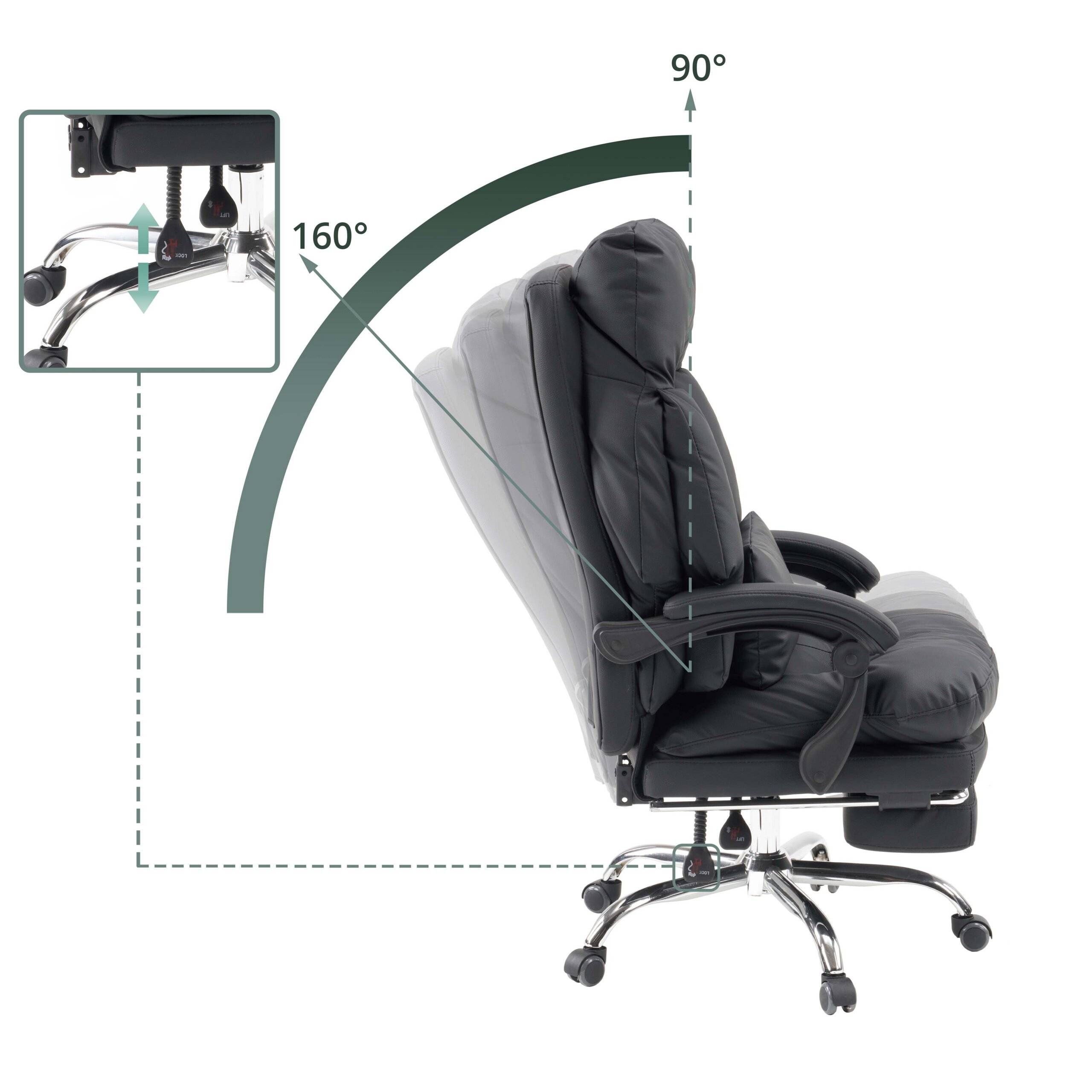 Chefsessel Drehstuhl Relax Legoro mit Fußablage Kunstleder schwarz MyBuero-4