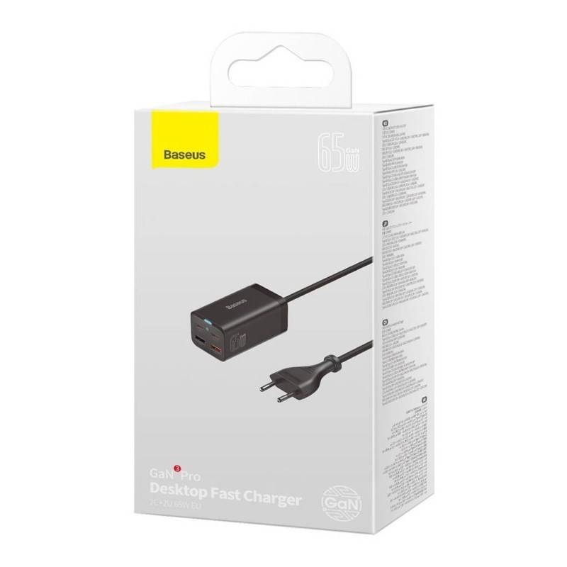 Schnellladegerät Baseus GaN3 Pro, 2x USB-C, 2x USB, 65W (schwarz)-1
