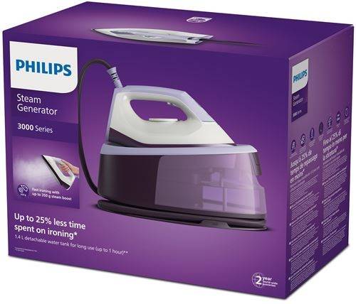 PHILIPS - 3000 series PSG3000/30 Dampfbügelstation - 2400 W - 350 g/min - Keramik-Bügelsohle - 6 bar - 1,4 l - 120 g/min-1