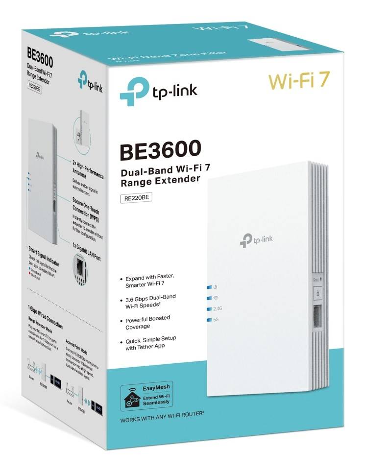TP-LINK RE220BE BE3600 Wi-Fi 7 Repeater - Repeater - WLAN-5