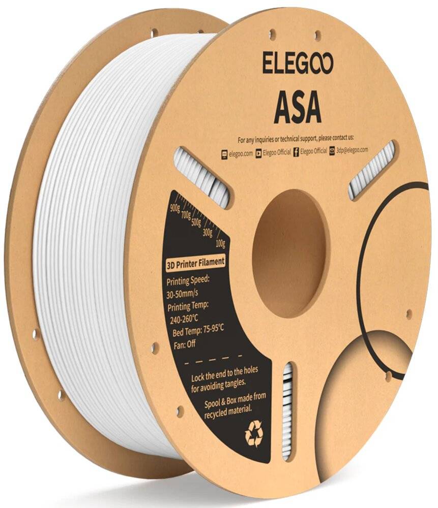 Elegoo ASA Filament White, 1.75 mm, 1000 g, UV-beständig-1