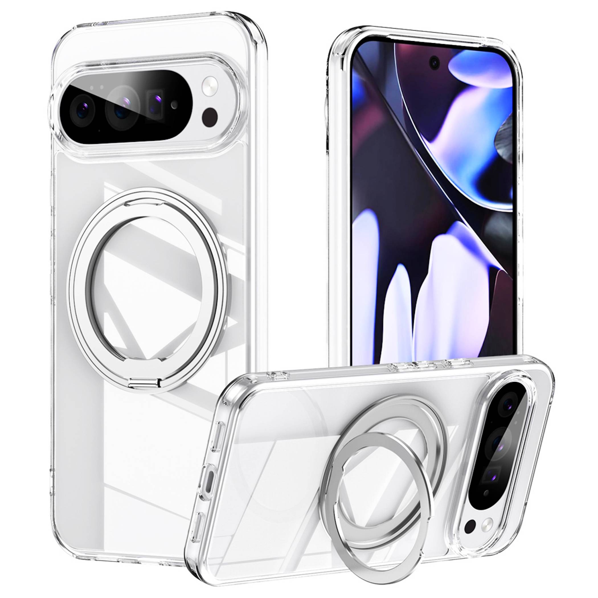 MagSafe Magnetisch Handyhülle für Google Pixel 11 Pro XL 360 Grad Ring Ständer-0