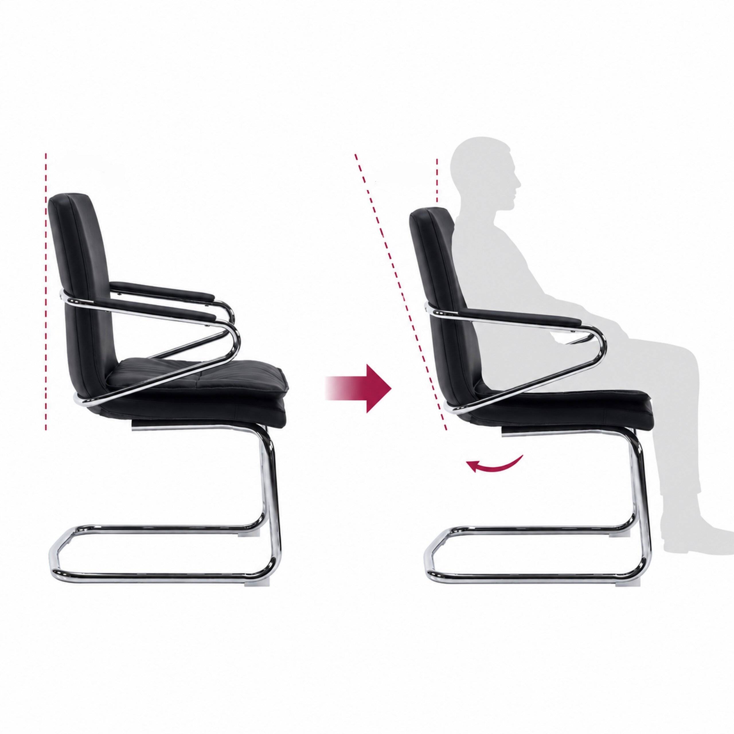 Konferenzstuhl Besucherstuhl Stuhl Rovento V Kunstleder schwarz hjh OFFICE-3