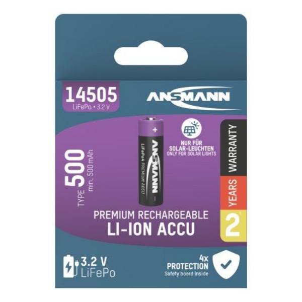 LiFePO4 Akku Mignon AA – 3,2 Volt 500 mAh mit Schutzschaltung