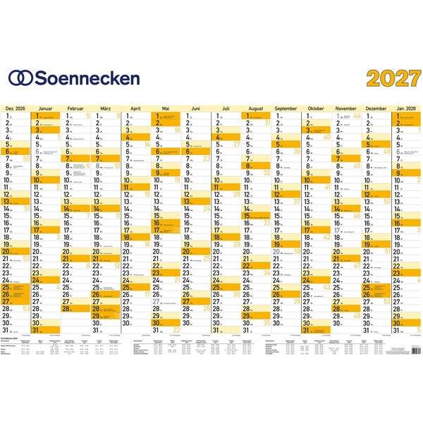 Plakatkalender 100x70cm 14 Monate folienkaschiert Kalendarium 2027-0