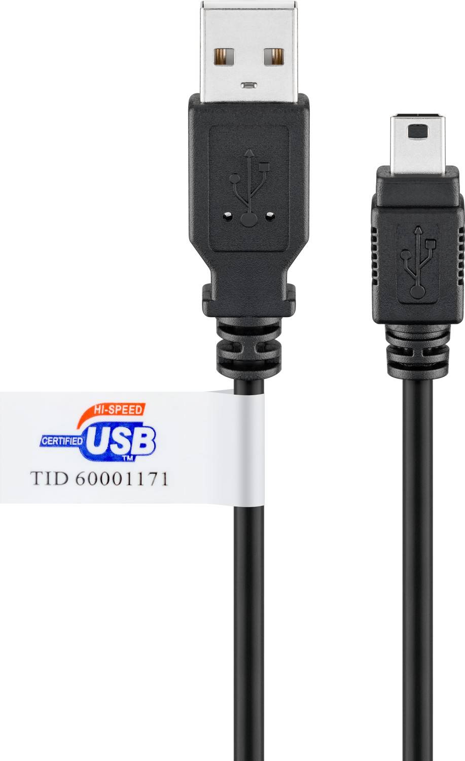 Goobay 93903 USB 2.0 Mini Typ B Kabel Zertifiziert / 480 Mbits USB A zu Mini B USB Stecker Adapterkabel / Schwarz / 3m-0