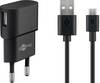 Goobay 45296 Micro USB Netzteil 5W / Micro Stecker Typ B Ladekabel / USB Ladegerät Adapter 5V 1A / Schwarz / Kabel 1m