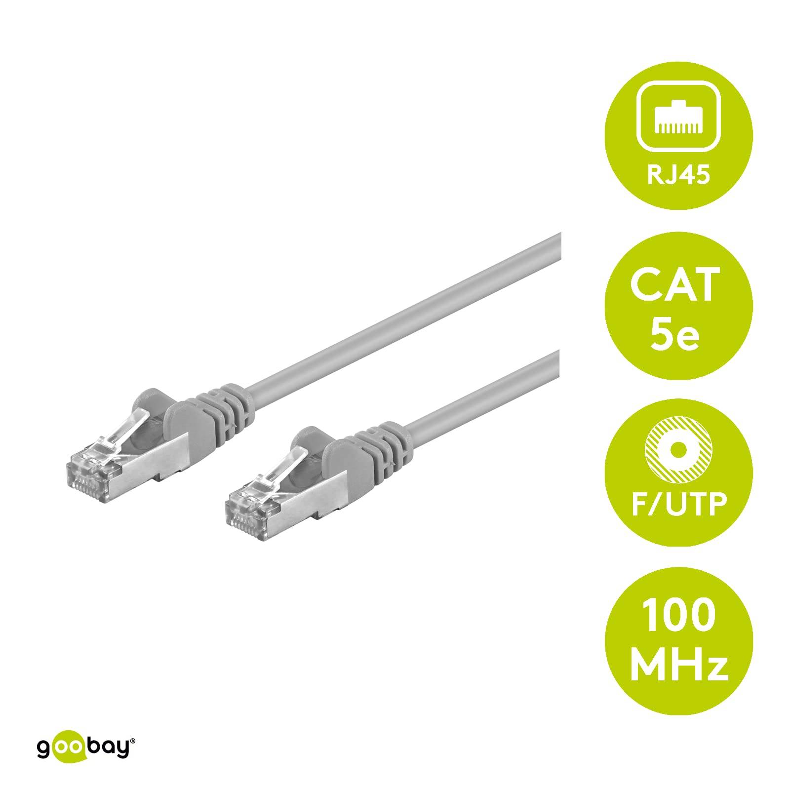 Goobay 50126 CAT 5e Netzwerkkabel RJ45 Stecker 100 MHz CCA Leiter Ethernet LAN Kabel F/UTP Internetkabel Grau 0,5m-1