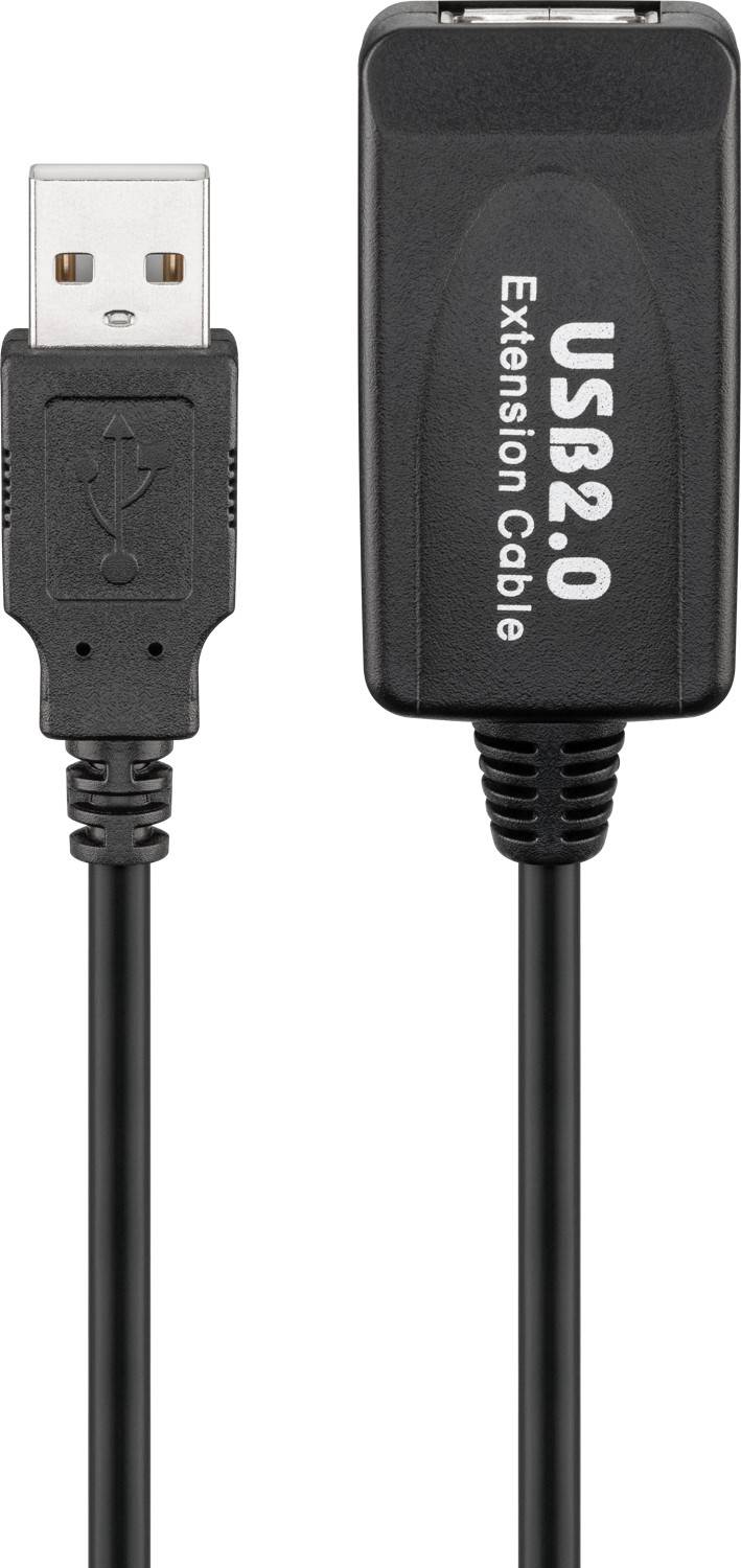 Goobay 95119 Aktives USB A Verlängerungskabel & integrierter Verstärker USB 2.0 Extender Verlängerung Kabel Schwarz 10m-0
