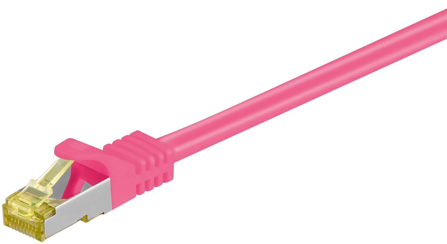 Goobay 91614 RJ45 Patchkabel CAT 6A S/FTP (PiMF) mit CAT 7 Rohkabel Netzwerkkabel 500 MHz Internetkabel LAN Magenta 3m-0