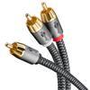 Goobay Plus 65302 Y Cinchkabel 1x Cinch-Stecker auf 2x Cinchstecker Subwoofer Audiokabel Textilkabel Sharkskin Grau / 5m