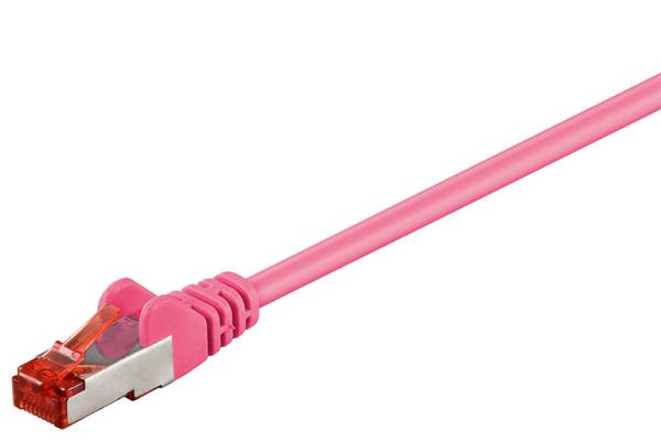 Goobay 95569 CAT 6 Netzwerkkabel RJ45 Stecker 250 MHz Ethernet CCA LAN Kabel S/FTP PiMF Schirmung Patchkabel Pink 1,5m
