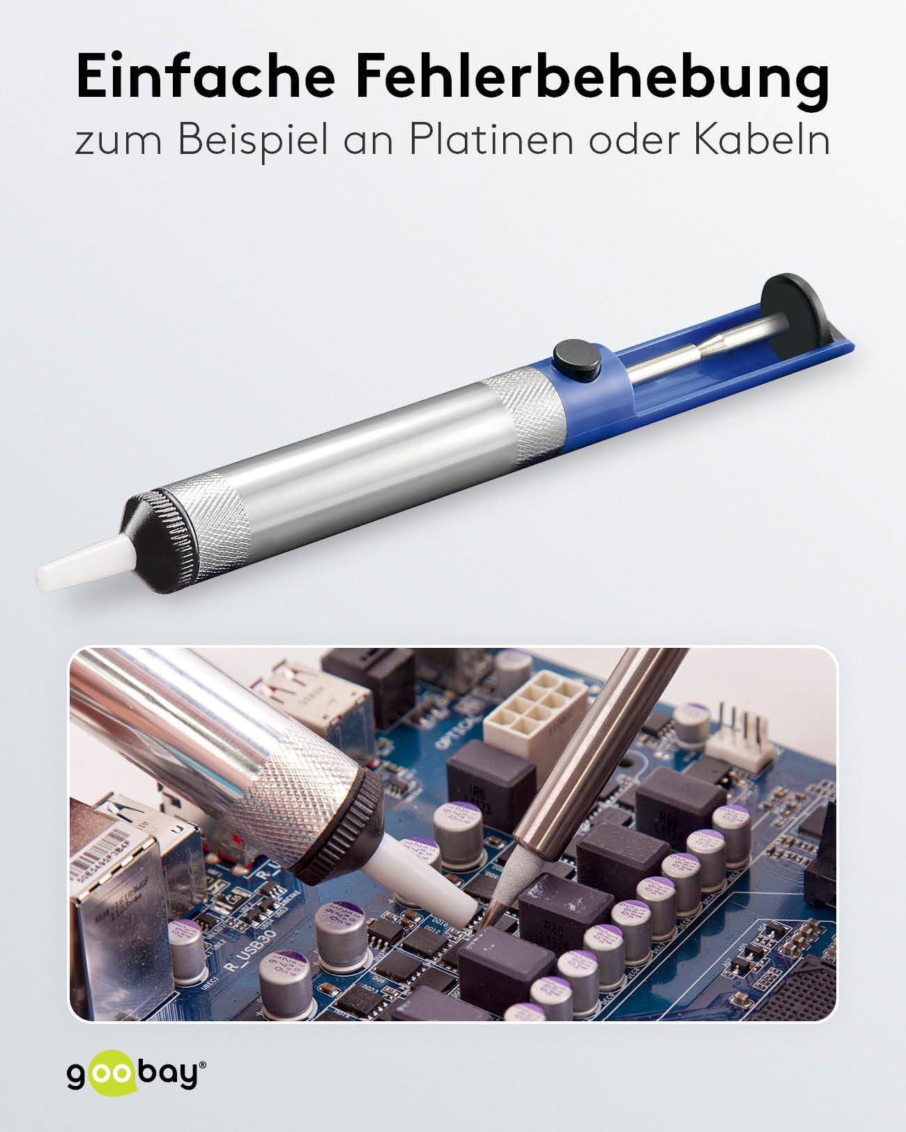 Goobay 51200 Entlötpumpe zum Entlöten & Lötabsaugung antistatische Lötpumpe Entlötsaugpumpe als Lötzinn Entferner Pumpe-5