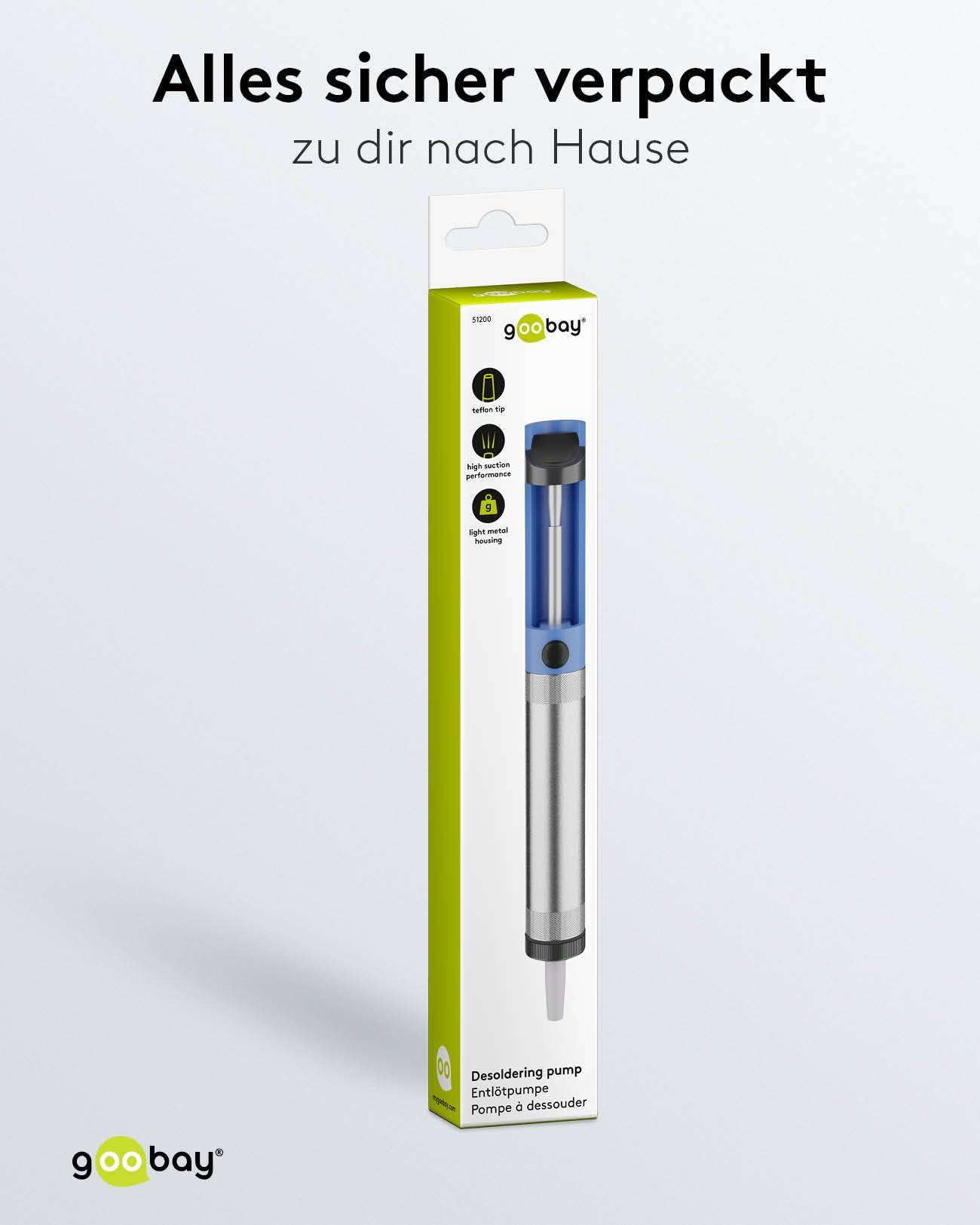 Goobay 51200 Entlötpumpe zum Entlöten & Lötabsaugung antistatische Lötpumpe Entlötsaugpumpe als Lötzinn Entferner Pumpe-4
