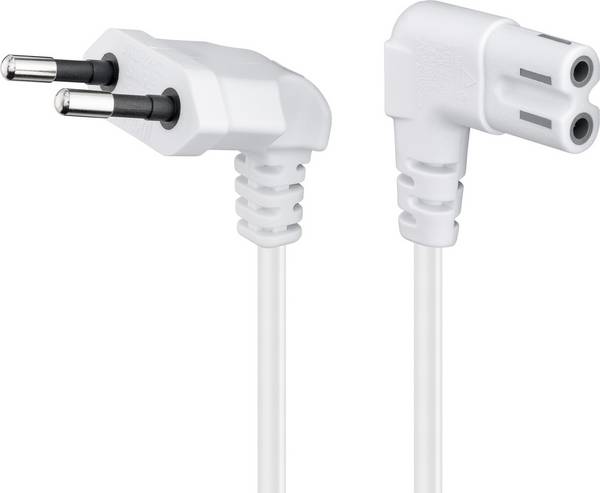 Goobay 97347 Netzkabel 90 Grad abgewinkelt / Eurostecker & C7 Buchse / Universell Stromkabel Eurokabel / Weiß / 1m