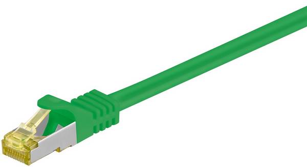 Goobay 91604 RJ45 Patchkabel CAT 6A S/FTP (PiMF) mit CAT 7 Rohkabel Netzwerkkabel 500 MHz Internetkabel LAN Grün 2m