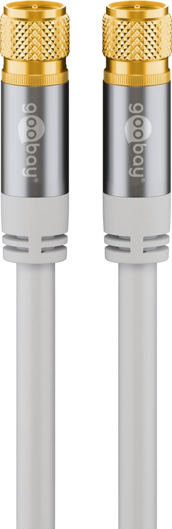 Goobay 70598 Antennenkabel F Stecker SAT Kabel 135 dB Koaxialkabel Satellitenkabel 4fach geschirmt Fernsehkabel Weiß 1m