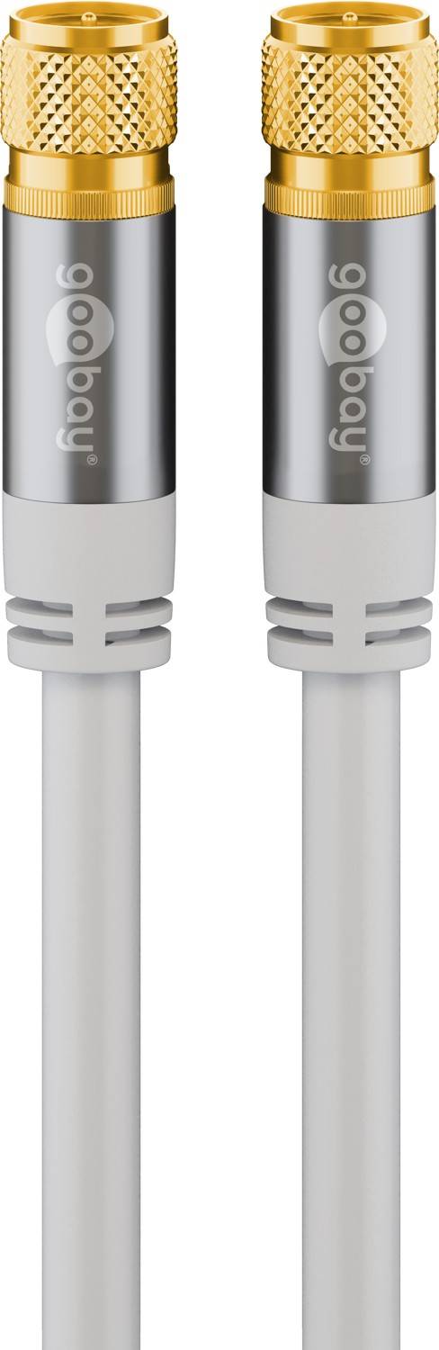 Goobay 70598 Antennenkabel F Stecker SAT Kabel 135 dB Koaxialkabel Satellitenkabel 4fach geschirmt Fernsehkabel Weiß 1m-0