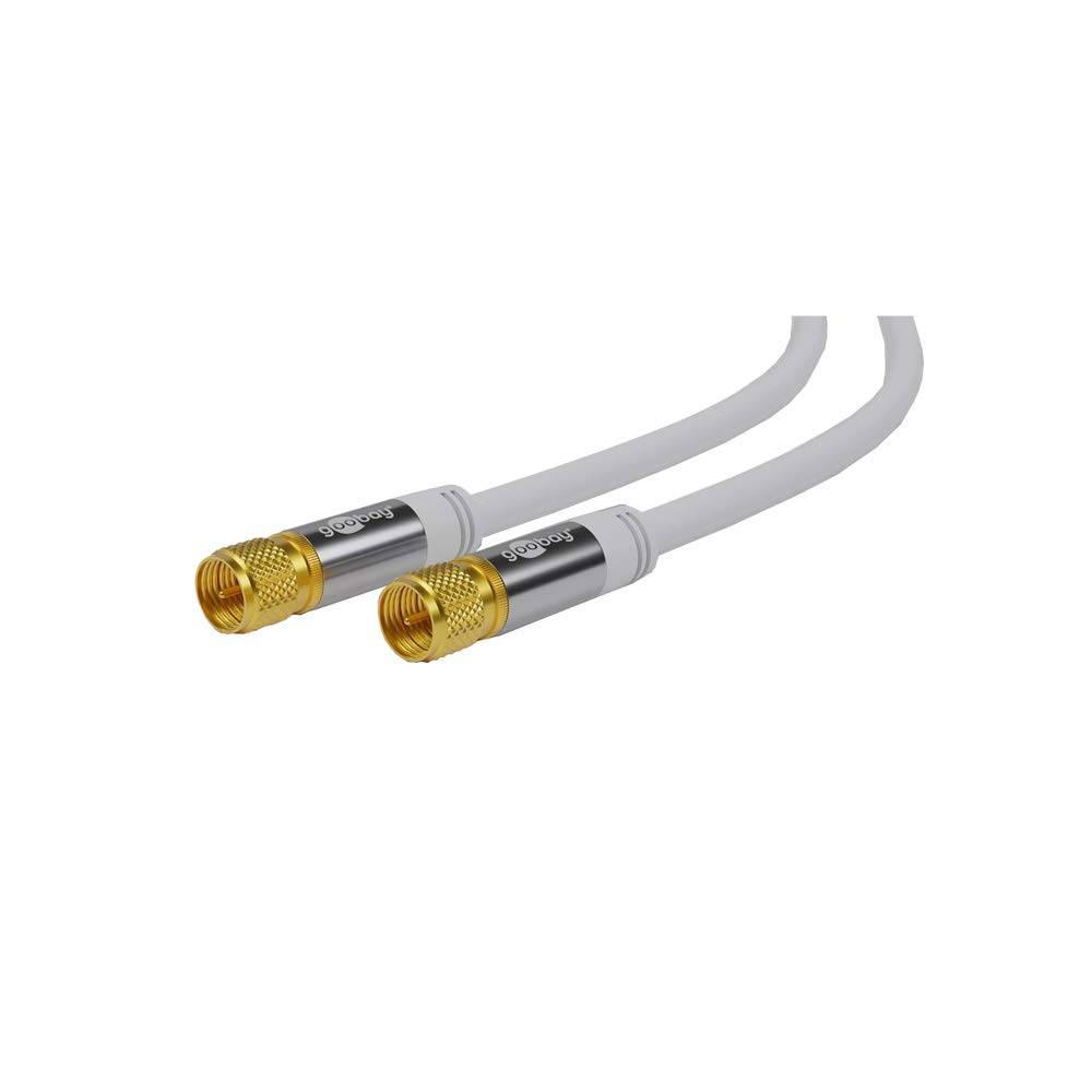 Goobay 70598 Antennenkabel F Stecker SAT Kabel 135 dB Koaxialkabel Satellitenkabel 4fach geschirmt Fernsehkabel Weiß 1m-1