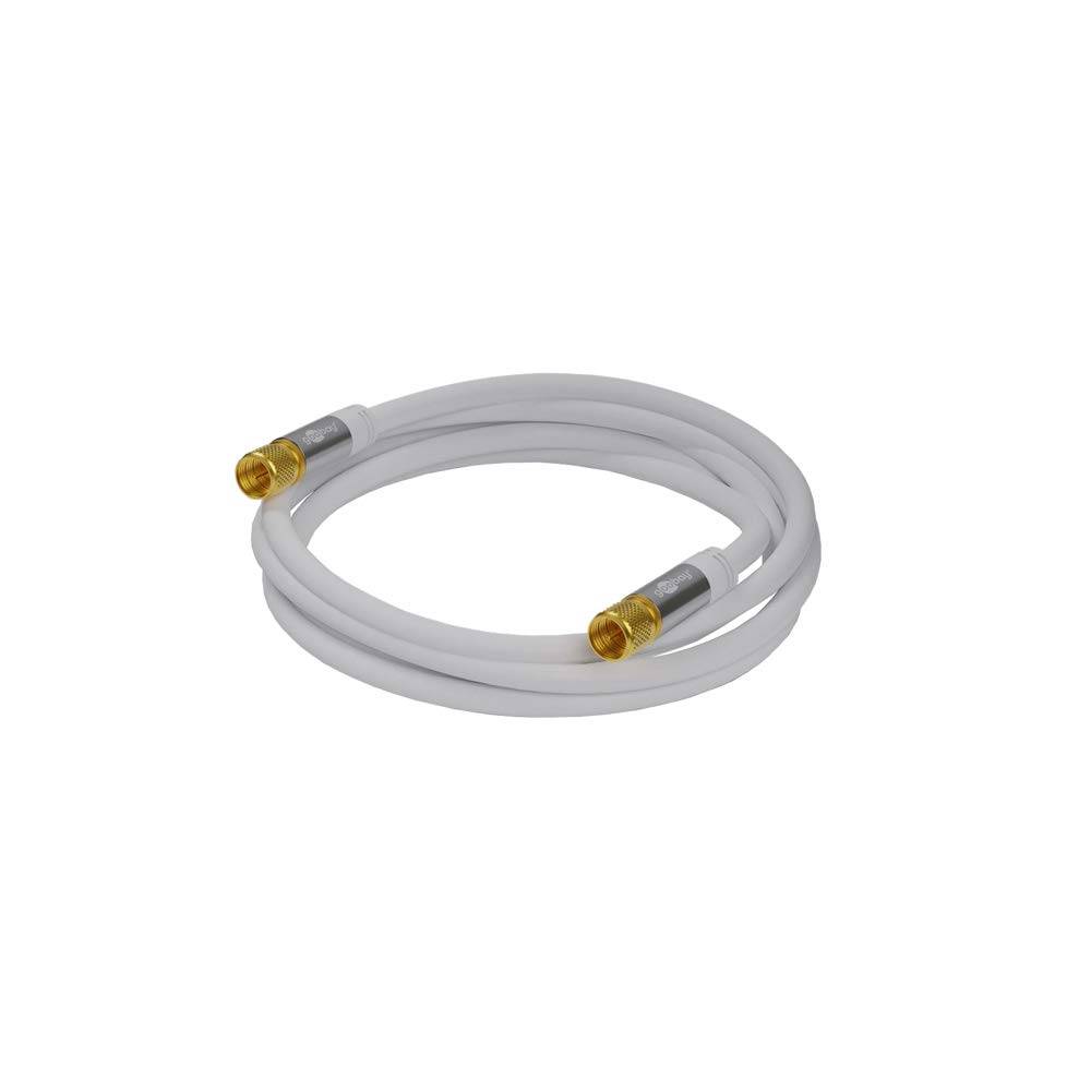 Goobay 70598 Antennenkabel F Stecker SAT Kabel 135 dB Koaxialkabel Satellitenkabel 4fach geschirmt Fernsehkabel Weiß 1m-2